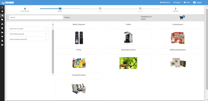 Ui from the website ExpoCloud in action of ordering a product